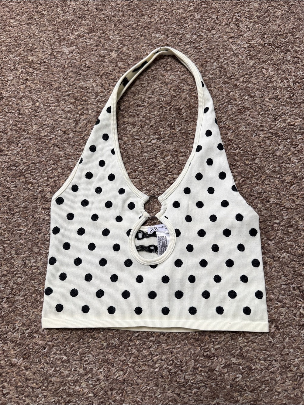 Zara Polka Dot Halter Crop Top